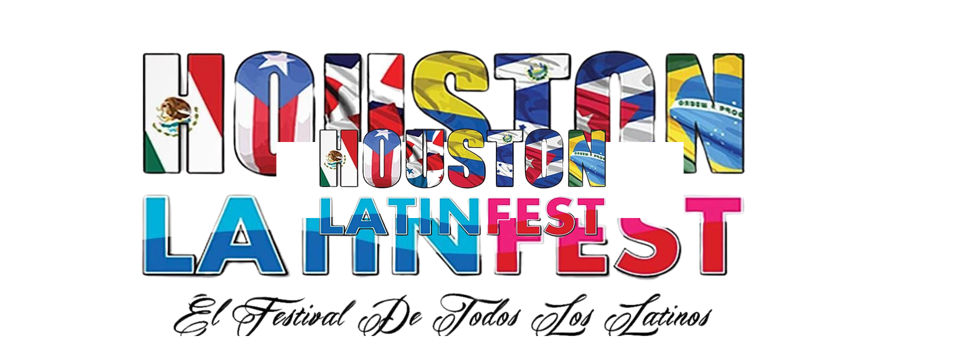 Houston Latin Fest 2025 banner featuring a latin festive artistic elements