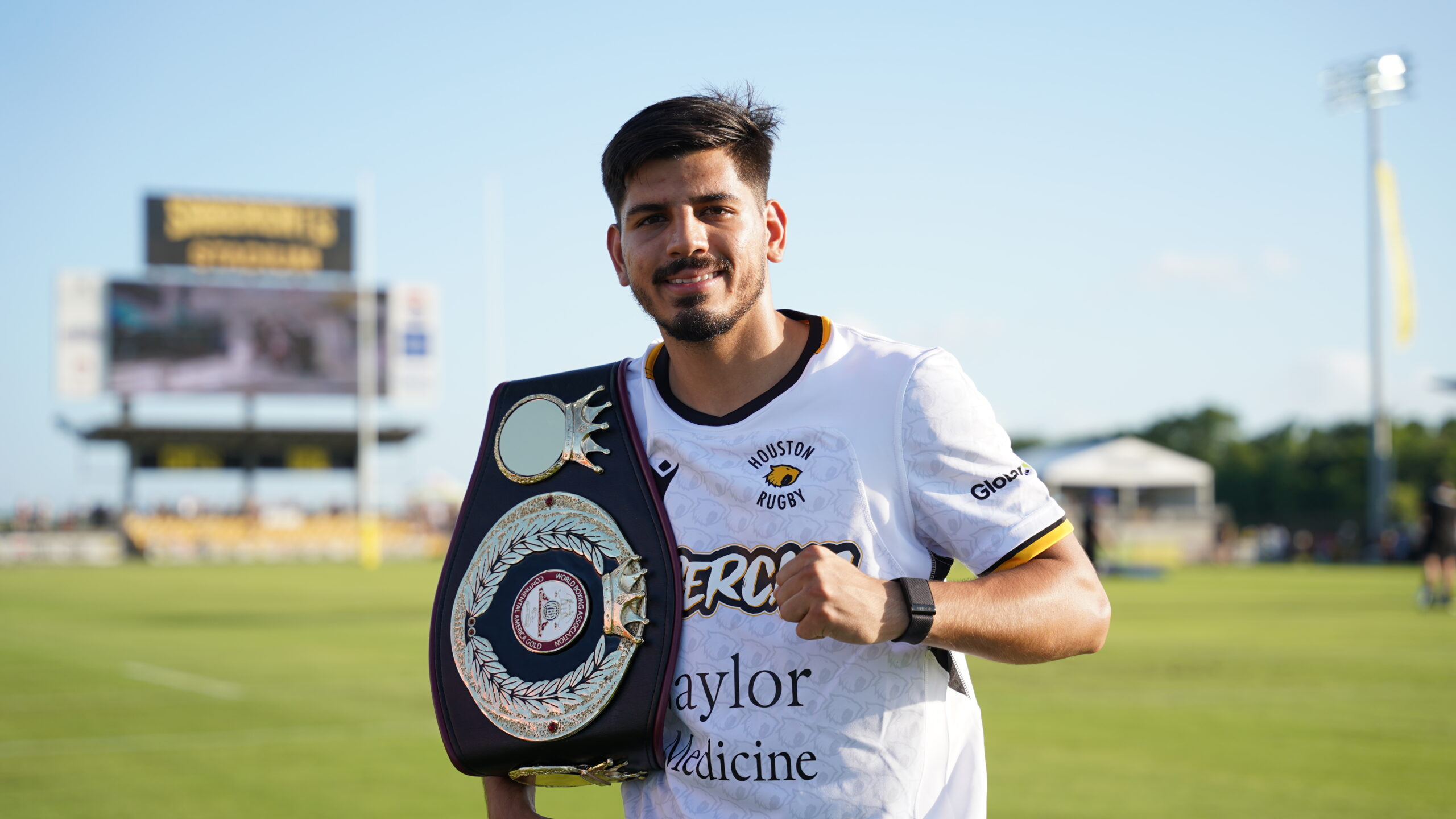 Giovanni Marquez meets fans at Houston SaberCats game, sponsored by Domingo Garcia