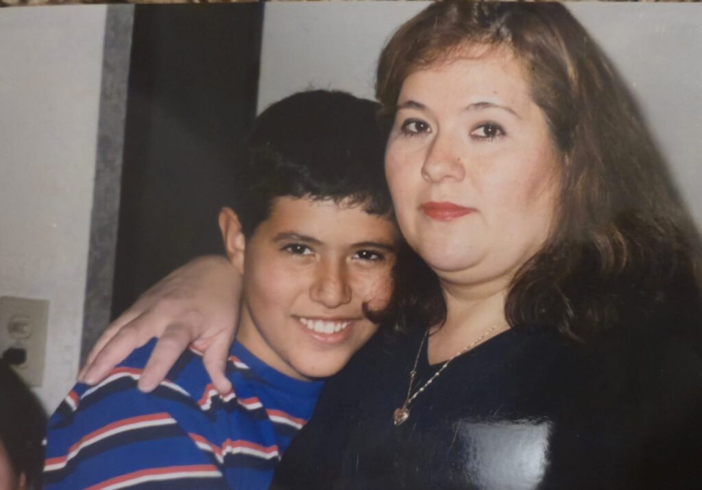 Hussain Al-yaarubi as a child with his mother Maria Del Carmen Jacquez in El Paso, Texas.